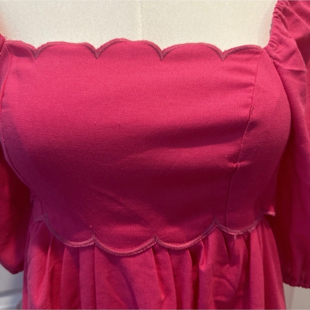 O.P.T April Pink Scalloped Women's Mini Dress NWT Size Small - Picture 3 of 5